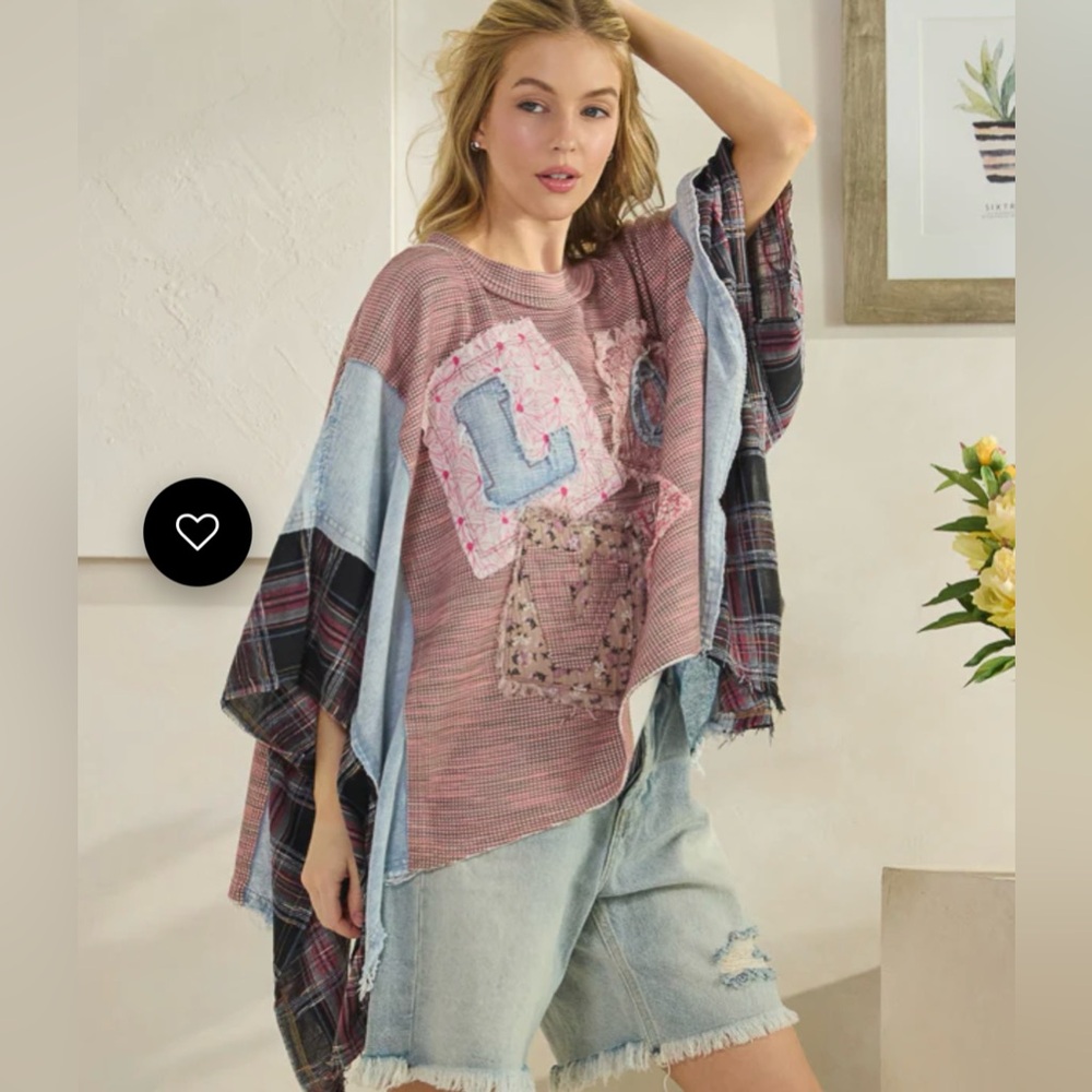 New Oli & Hali Colorful Patchwork Love Poncho - Picture 3 of 3